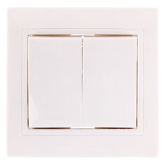 Выключатель скрытой установки, двухклавишный, без заземления, 10 А, керамика, белый, TDM Electric, Таймыр, SQ1814-0002