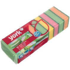 Губка для посуды, 10 шт, Джамбо, 9х6х2.7 см, York, 030030