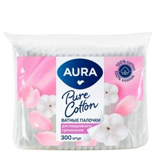 Ватные палочки 300 шт, п/э, Aura, 6438