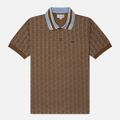 Мужское поло Lacoste Contrast Collar Monogram, цвет бежевый