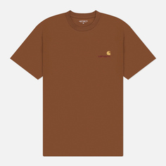 Мужская футболка Carhartt WIP American Script, цвет коричневый