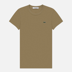 Женская футболка Lacoste Slim Fit Embroidered Crocodile, цвет бежевый