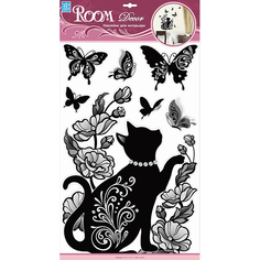 Наклейки на стену наклейка ROOMDECOR Кошечка в бусах 32х50см, арт.RCA 7513