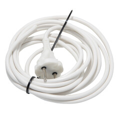 Кабель готовый со штекером (вилкой) шнур с вилкой армированный ПВС 2х0,75мм 6А 3м белый