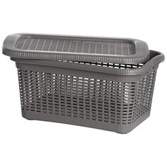 Контейнеры, корзинки, ящики для хранения корзина GENSINI Rattan 59x40x29см 40л для бытовых нужд пластик с крышкой серый