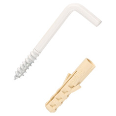 Саморезы, шурупы шуруп-крюк L-образный 3,8х40мм белый с дюбелем 2шт ЕВРОПАРТНЕР