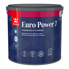 Краски для стен и потолков краска акриловая TIKKURILA Euro Power 7 для стен и потолков база А 2,7л белая, арт.700001120