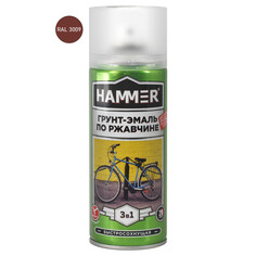 Краски и эмали аэрозольные специальные эмаль алкидная HAMMER RAL3009 по ржавчине 0,52л красная, арт.ЭК000142480