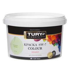 Краски для стен и потолков краска акриловая TURY SW-7 Colour для стен и потолков моющаяся 2,4кг молод.яблоко, арт.КрВДSW72,4МЯ