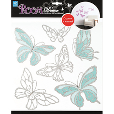 Наклейки на стену наклейка ROOMDECOR Бабочки-стразы 30,5х30,5см, арт.RDA 7704