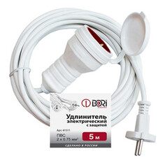 Удлинители бытовые удлинитель DORI ПВС 10А 5м 1 гнездо 2х0,75мм IP44 белый