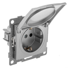 Розетки встраиваемые розетка 1 пост GUSI Bravo с/з с з/ш и крышкой IP44 16А 250В серебро