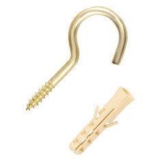 Саморезы, шурупы шуруп-полукольцо 4,1х50мм латунь с дюбелем 1шт ЕВРОПАРТНЕР