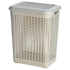 Корзины для белья корзина GENSINI Rattan, 43x32x55 см, 50 л, для бытовых нужд, пластик, с крышкой, бежевый
