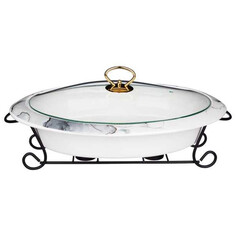 Емкости сервировочные с крышками мармит LEFARD Moon Art 2,3л 40х26см овальный фарфор