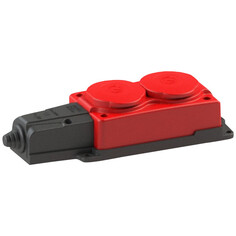 Колодки для удлинителей колодка штепсельная NE-AD 2 гнезда 16А IP54 с крышкой с/з каучук красный