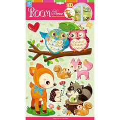 Наклейки на стену наклейка ROOMDECOR Лесные зверята 29х41см, арт.RCA 0551