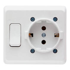 Розетки встраиваемые розетка NE-AD Murat 1 гнездо с выключателем с/з для скрытой установки 16A 250В IP20 белый