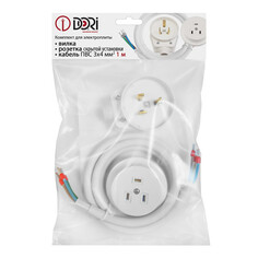 Вилки и розетки для электроплит разъем DORI для электроплит РШ-ВШ 32А 220В 2P+PE скрытый с кабелем  1м белый