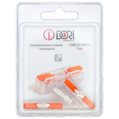 Клеммы, зажимы клемма проходная DORI с рычажком 1х4мм.кв 3шт прозрачный