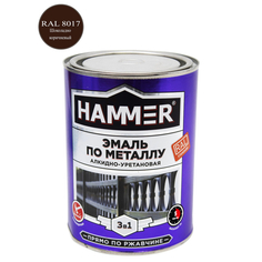 Краски и эмали по металлу и ржавчине эмаль-грунт по металлу HAMMER 0,9кг RAL8017 шоколадно-коричневый, арт.ЭК000133623