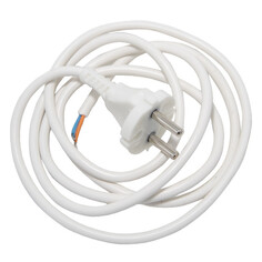 Кабель готовый со штекером (вилкой) шнур с вилкой армированный ПВС 2х0,75мм 6А 1,5м белый