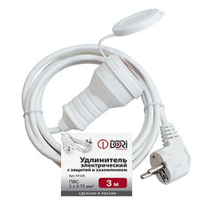 Удлинители бытовые удлинитель DORI ПВС 10А 3м 1 гнездо 3х0,75мм IP44 белый