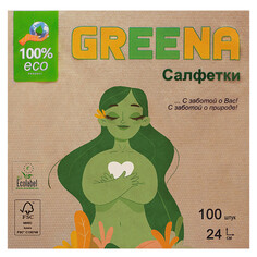 Салфетки однотонные салфетки GREENA Крафт 1-слойные 24х24см 100шт