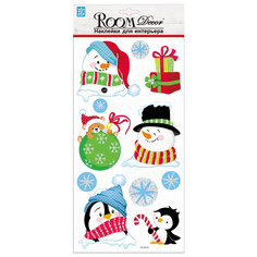 Наклейки на стену наклейка ROOMDECOR Снеговики и пингвины 18х35см, арт.RKX8804