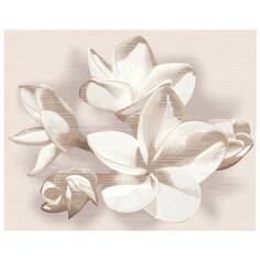 Декоры и бордюры для ванной панно настенное 50,5х40,2 Amati plumeria beige (из 2 пл) бежевый Azori