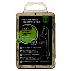 Зубочистки, флостики зубочистки с нитью D.I.E.S Black Edition с мятой 30шт