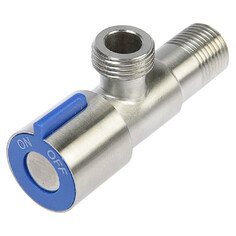 Запорная арматура для бытовой техники кран угловой 1/2" х 1/2" НР/НР нерж сталь с отражателем Terma