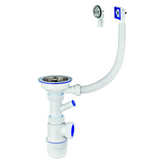 Сифоны сифон для мойки VIRPLAST 3.1/2"х40мм чашка 114мм отвод д/БТ универс перелив Wirquin