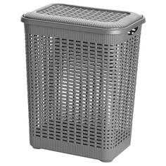 Корзины для белья корзина для белья GENSINI Rattan 43x32x55см 50л пластик с крышкой серый
