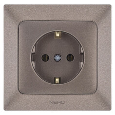 Розетки встраиваемые розетка 1 пост NE-AD Aras с/з 16А 250В металлик мокка