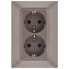 Розетки встраиваемые розетка 2 поста NE-AD Aras с/з 16А 250В металлик мокка