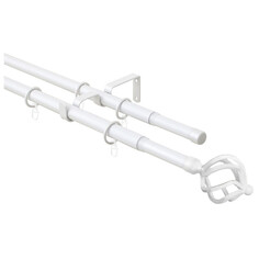 Карнизы карниз телескоп. 2-рядный ARTTEX 160-300см 16/19мм белый наконечник шар кованный, арт.83.101