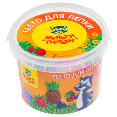 Масса для лепки тесто для лепки Мульти-Пульти Енот на каникулах 07 цветов*60г пластиковое ведро