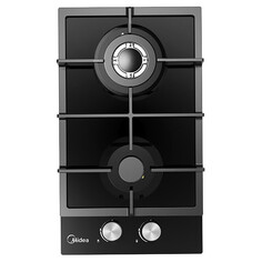 Варочные поверхности газовые поверхность газ на стекле MIDEA MG3260TGB 2 конфорки черный