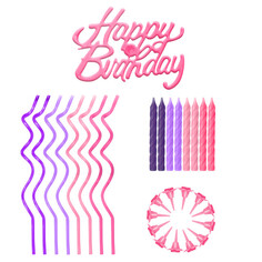 Свечи-столбики, фигурные набор для торта FIOLENTO Happy Birthday: свечи 16х6см, 8х14см 1,5ч/г, топпер Happy Birthday