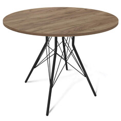 Столы для кухни стол Sheffilton SHT-TU2-1/90 900х900х745мм черный муар/дуб галифакс табак металл/ЛДСП