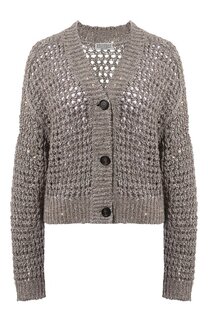 Кардиган из шелка и льна Brunello Cucinelli