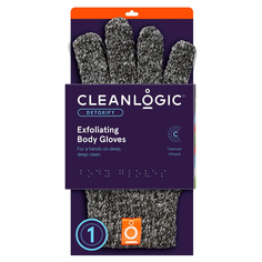 Мочалка-перчатка для массажа и пилинга с древесным углем Cleanlogic