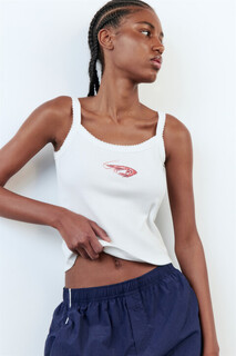 топ женский Топ-майка в рубчик с кружевом и принтом Befree