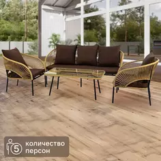 Набор садовой мебели Luna ротанг цвет грано диван - 1 шт стол - 1 шт кресло - 2 шт Без бренда