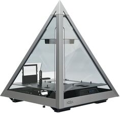 Корпус ATX Azza Pyramid L CSAZ-804L черный/серебристый, без БП, 4 боковых панели из закаленного стекла, 2xUSB3.0, USB Type-C, audio