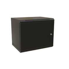 Шкаф настенный 19", 12U WRLine WR-TW-1266-SR-RAL9004 коммутационный 600x600мм пер.дв.металл 2 бок.пан. направл.под винты 60кг черный 520мм 650мм IP20