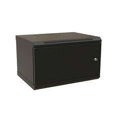 Шкаф настенный 19", 6U WRLine WR-TW-0666-SR-RAL9004 коммутационный 600x600мм пер.дв.металл 2 бок.пан. направл.под винты 60кг черный 500мм 367мм IP20 с