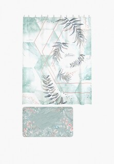 Штора для ванной Valiant в наборе с ковриком, BOTANIC