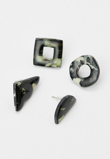 Серьги 2 пары Recycle.Object Forms earrings black